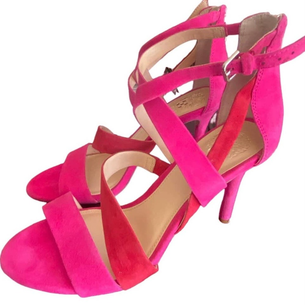 Vince Camuto Chakeetan Heels Sz 8.5 pink red strappy sandals prom